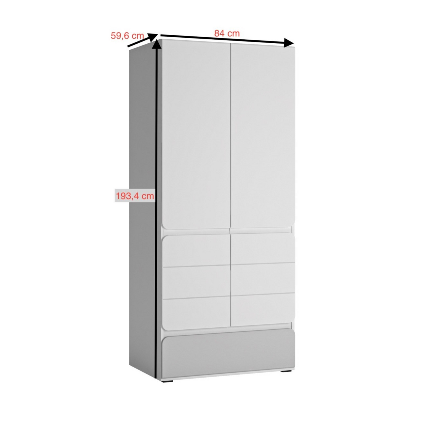 ALBI II - Kinderzimmermöbel-Set - Weiß Matt / Kaltgrau glänzend