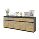 NOAH - Kommode mit 5 Schubladen und 5 Türen - Schlafzimmer Kommode Aufbewahrungsschrank Sideboard - Anthrazit / Wotan Eiche H75cm B200cm T35cm