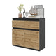 NOAH - Kommode / Sideboard mit 2 Schubladen und 2 Türen - Anthrazit Grau / Wotan Eiche H75cm B80cm T35cm