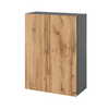 EMILY Badezimmerschrank mit Türen und Einlegeböden - Anthrazit / Wotan Eiche H80cm B60cm T30cm
