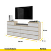 GABRIEL - Kommode / Sideboard mit 14 Schubladen (4+6+4) - Sonoma Eiche / Weiß Matt H92/70cm B220cm T33cm