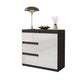 MIKEL - Kommode / Sideboard mit 3 Schubladen und 1 Tür - Anthrazit Grau / Weiß Gloss H75cm B80cm T35cm