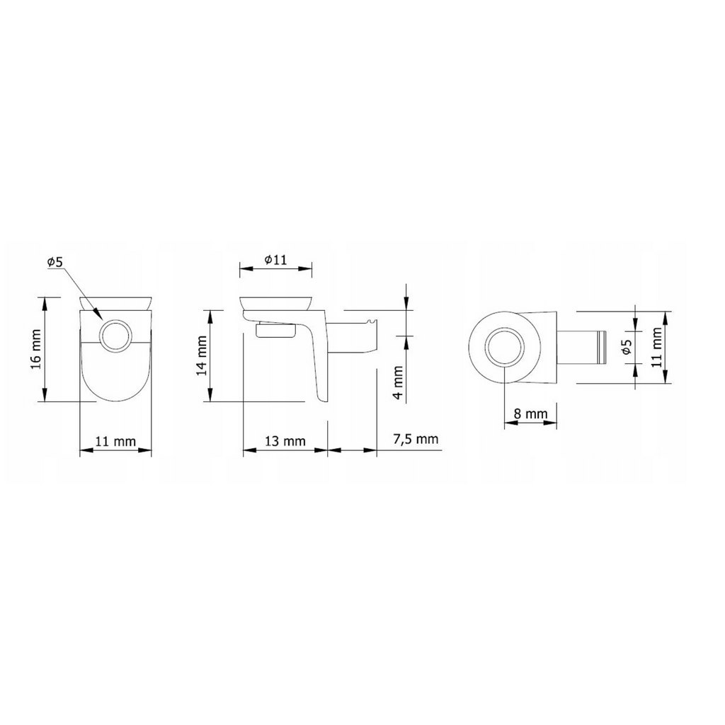 Plattenhalter für Glasscheiben Ø5mm mit Saugnapf