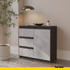 MIKEL - Kommode / Sideboard mit 3 Schubladen und 1 Tür - Anthrazit Grau / Beton-Optik H75cm B80cm T35cm