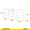 GABRIEL - Kommode / Sideboard mit 14 Schubladen (4+6+4) - Anthrazit / Schwarz Gloss H92/70cm B220cm T33cm