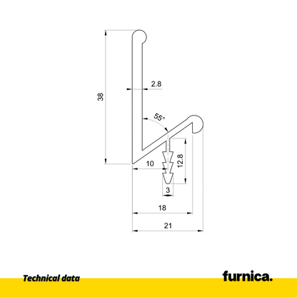 Einbauprofil III T18 / 350cm - Aluminium Anode