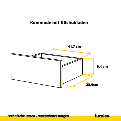 GABRIEL - Kommode / Sideboard mit 10 Schubladen (6+4) - Anthrazit / Weiß Gloss H92/70cm B160cm T33cm