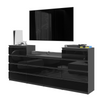 GABRIEL - Kommode / Sideboard mit 14 Schubladen (4+6+4) - Anthrazit / Schwarz Gloss H92/70cm B220cm T33cm