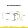 Kommode / Sideboard mit 10 Schubladen (6+4) - Weiß Matt / Schwarz Gloss H92/70cm W160cm D33cm
