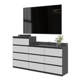 GABRIEL - Kommode / Sideboard mit 10 Schubladen (6+4) - Anthrazit / Weiß Matt H92/70cm B160cm T33cm