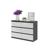 GABRIEL - Kommode / Sideboard mit 6 Schubladen - Anthrazit / Weiß Gloss H71cm B100cm TD33cm