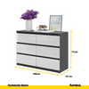 GABRIEL - Kommode / Sideboard mit 6 Schubladen - Anthrazit / Weiß Gloss H71cm B100cm TD33cm