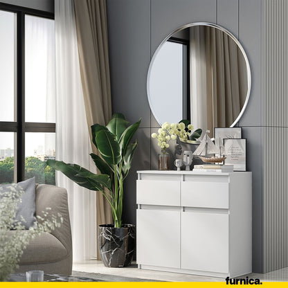 NOAH - Kommode / Sideboard mit 2 Schubladen und 2 Türen - Weiß Matt H75cm B80cm T35cm