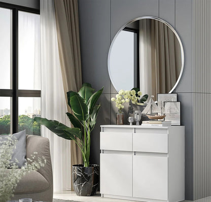 NOAH - Kommode / Sideboard mit 2 Schubladen und 2 Türen - Weiß Matt H75cm B80cm T35cm