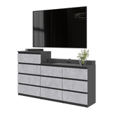 GABRIEL - Kommode / Sideboard mit 10 Schubladen (6+4) - Anthrazit / Beton-Optik H92/70cm B160cm T33cm