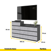 GABRIEL - Kommode / Sideboard mit 10 Schubladen (6+4) - Anthrazit / Beton-Optik H92/70cm B160cm T33cm