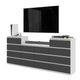 GABRIEL - Kommode / Sideboard mit 14 Schubladen (4+6+4) - Weiß Matt / Anthrazit H92/70cm B220cm T33cm