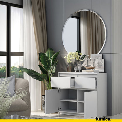 NOAH - Kommode / Sideboard mit 2 Schubladen und 2 Türen - Weiß Matt H75cm B80cm T35cm