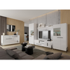 JUSTINE - Wohnzimmer-Möbel-Set - Weiß matt / Weiß glänzend