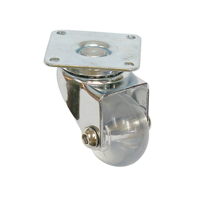 Möbelrad mit Platte - transparent - Chrom - Ø3,5cm