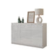 MIKEL - Kommode / Sideboard mit 3 Schubladen und 2 Türen - Weiß Matt / Weiß Gloss H75cm B120cm T35cm