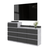 GABRIEL - Kommode / Sideboard mit 10 Schubladen (6+4) - Beton-Optik / Anthrazit H92/70cm B160cm T33cm