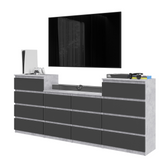 GABRIEL - Kommode / Sideboard mit 14 Schubladen (4+6+4) - Beton-Optik / Anthrazit H92/70cm B220cm T33cm