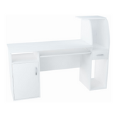 ROBIN - Computertisch mit 1 Schublade und 1 Tür und Tastaturablage - Weiß Matt H112cm B150cm T50cm