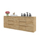 MIKEL - Kommode mit 6 Schubladen und 3 Türen - Schlafzimmer Kommode Aufbewahrung Schrank Sideboard - Wotan Eiche H75cm B200cm T35cm