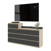 GABRIEL - Kommode / Sideboard mit 10 Schubladen (6+4) - Sonoma Eiche / Anthrazit H92/70cm B160cm T33cm