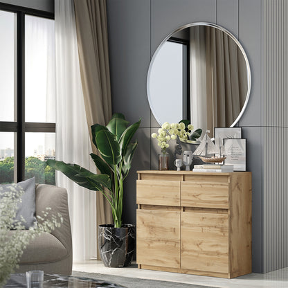 NOAH - Kommode / Sideboard mit 2 Schubladen und 2 Türen - Wotan Eiche H75cm B80cm T35cm