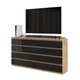 GABRIEL - Kommode / Sideboard mit 12 Schubladen (8+4) - Wotan Eiche / Schwarz Gloss H92cm B180cm T33cm