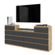 GABRIEL - Kommode / Sideboard mit 14 Schubladen (4+6+4) - Wotan Eiche / Anthrazit H92/70cm B220cm T33cm
