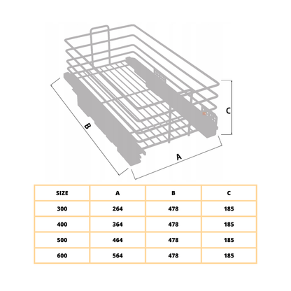 40er Ausziehkorb Korbschublade EXCLUSIVE CARGO MULTI - Grau/Graphit