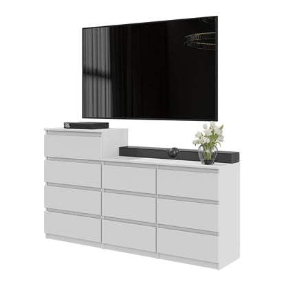 GABRIEL - Kommode / Sideboard mit 10 Schubladen (6+4) - Weiß Matt H92/70cm B160cm T33cm
