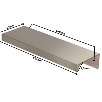 Edge Grip Rundprofil-Griff 540mm (560mm Gesamtlänge) -  Gebürsteter Edelstahl
