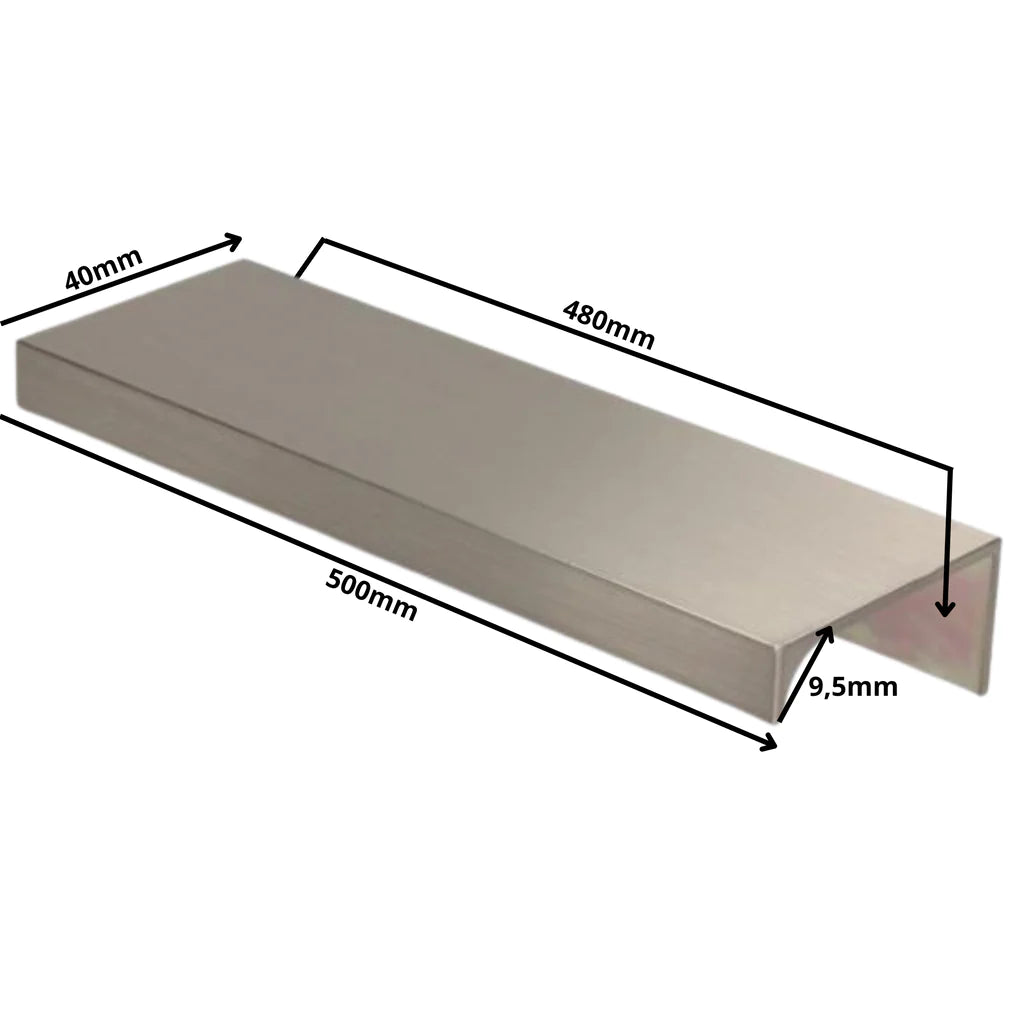 Edge Grip Rundprofil-Griff 480mm (500mm Gesamtlänge) - Gebürsteter Edelstahl