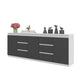 MIKEL - Kommode mit 6 Schubladen und 3 Türen - Schlafzimmer Kommode Aufbewahrung Schrank Sideboard - Weiß Matt / Anthrazit H75cm B200cm T35cm