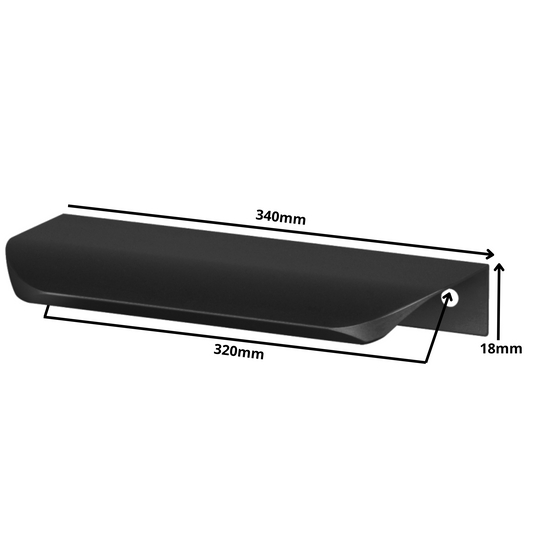 Griffleiste Kantengriff Rund 320mm (340mm Gesamtlänge) - Schwarz Matt