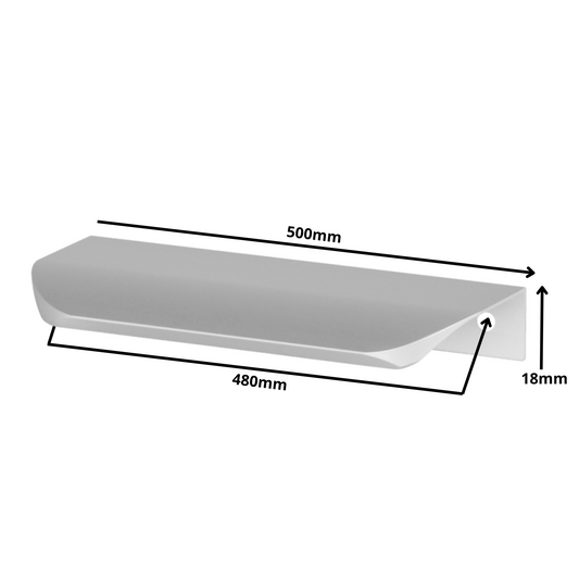 Griffleiste Kantengriff Rund 480mm (500mm Gesamtlänge) - Aluminium