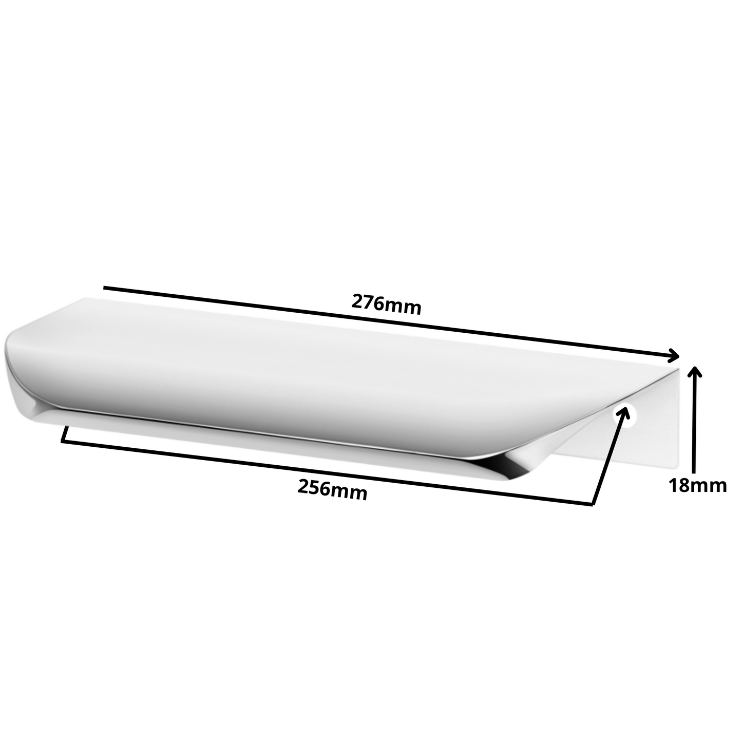 Griffleiste Kantengriff Rund 256mm (276mm Gesamtlänge) - Elektropoler