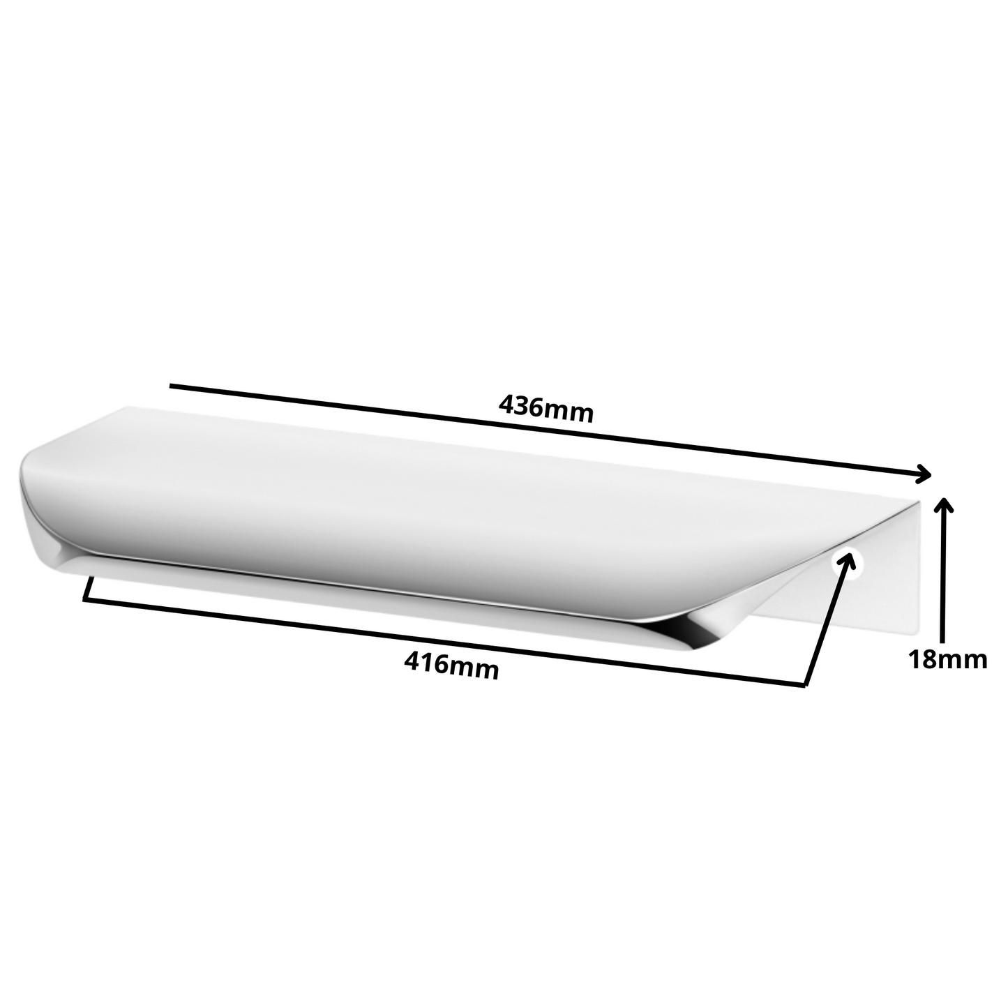 Griffleiste Kantengriff Rund 416mm (436mm Gesamtlänge) - Elektropoler