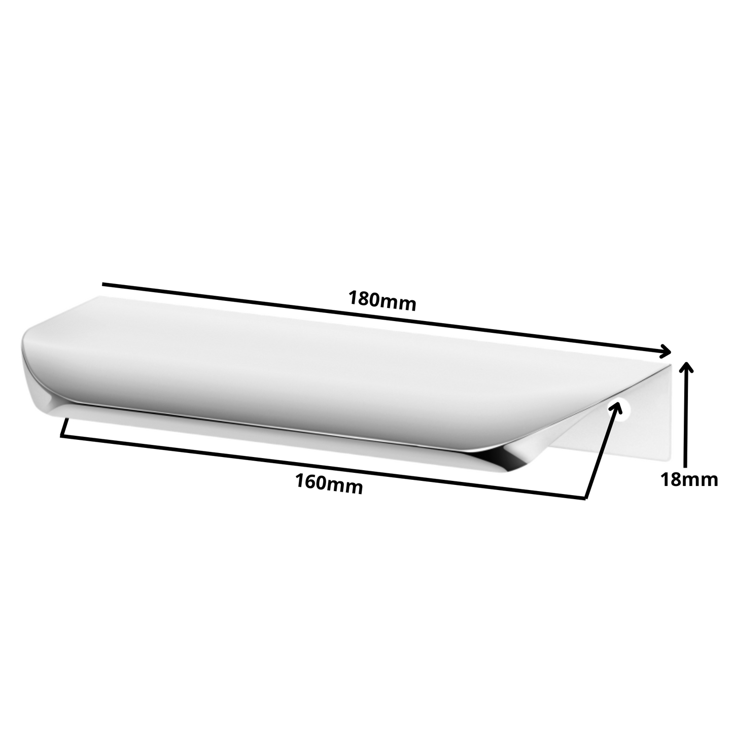Griffleiste Kantengriff Rund 160mm (180mm Gesamtlänge) - Elektropoler