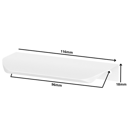 Griffleiste Kantengriff Rund 96mm (116mm Gesamtlänge) - Weiß