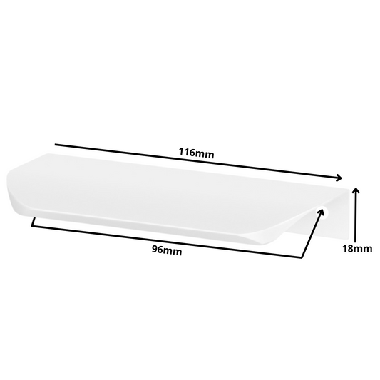 Griffleiste Kantengriff Rund 96mm (116mm Gesamtlänge) - Weiß