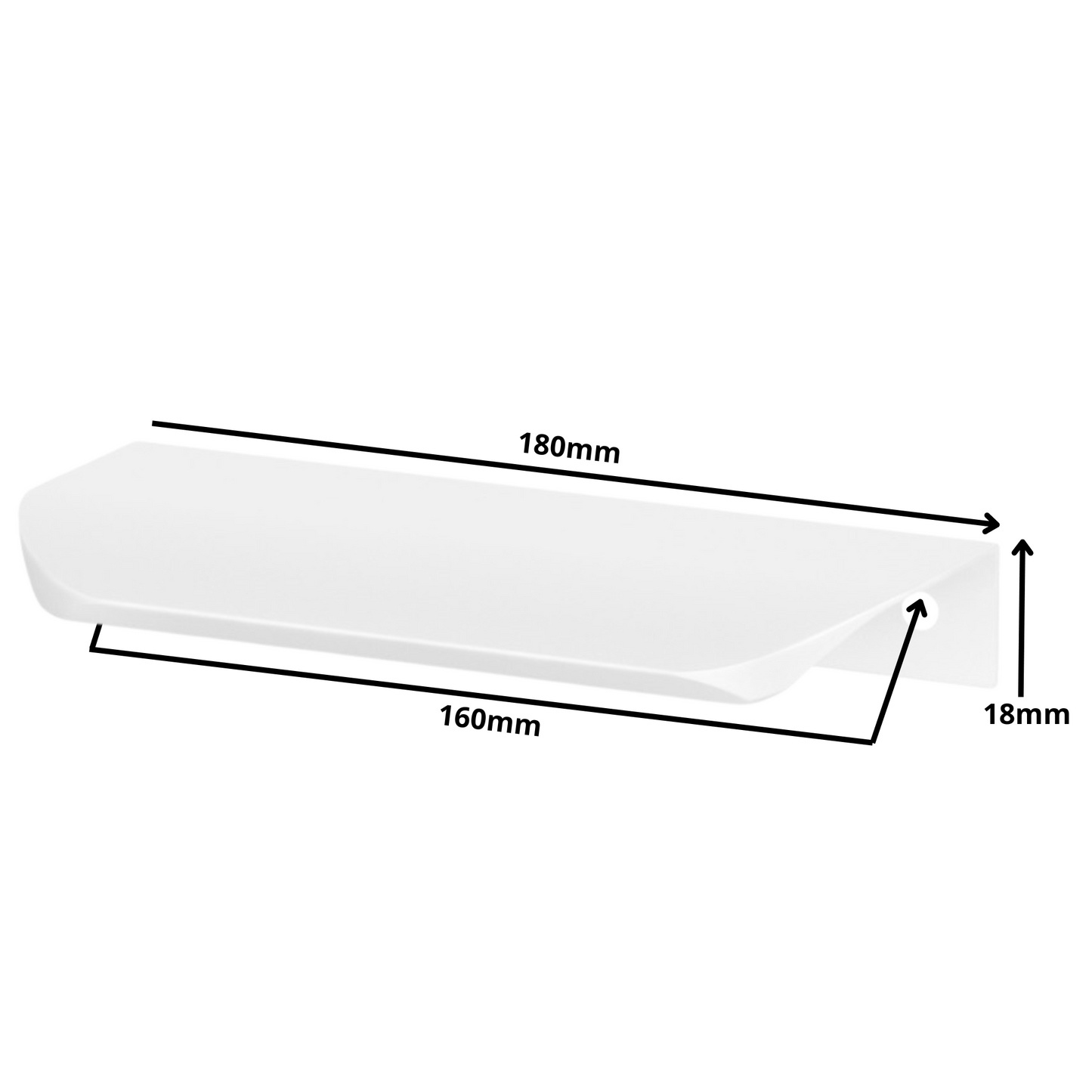 Griffleiste Kantengriff Rund 160mm (180mm Gesamtlänge) - Weiß