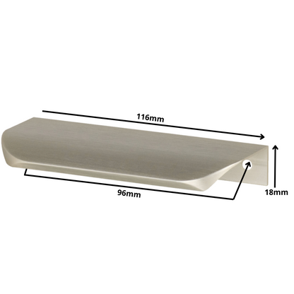 Griffleiste Kantengriff Rund 96mm (116mm Gesamtlänge) - Gebürsteter Stahl