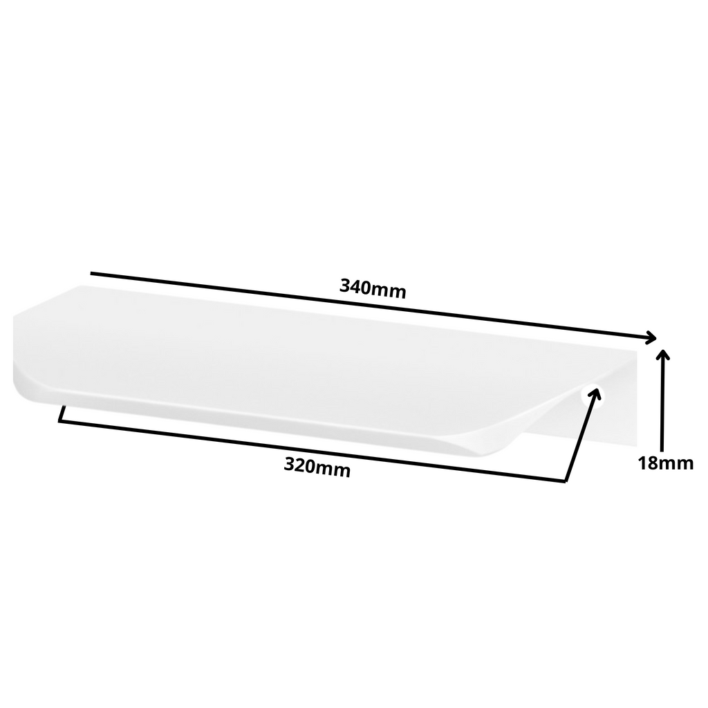 Griffleiste Kantengriff Rund 320mm (340mm Gesamtlänge) - Weiß