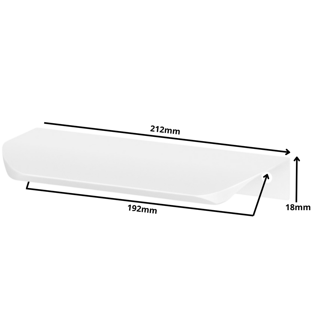 Griffleiste Kantengriff Rund 192mm (212mm Gesamtlänge) - Weiß