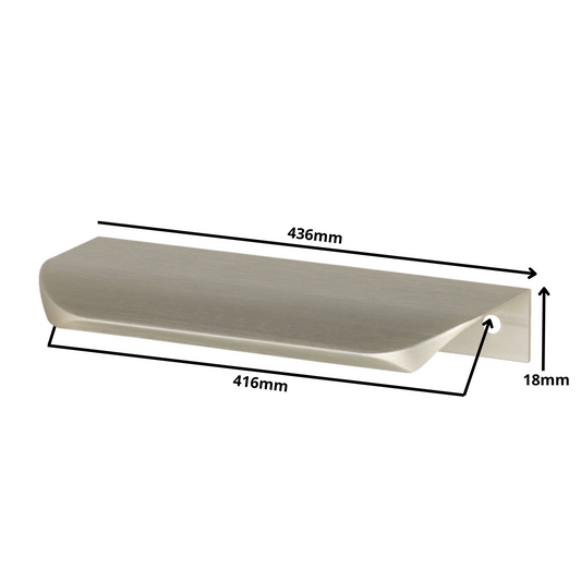 Griffleiste Kantengriff Rund 416mm (436mm Gesamtlänge) - Gebürsteter Stahl